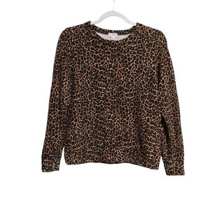 J. Crew Long Sleeve Animal Print Crew Neck Top- size XS